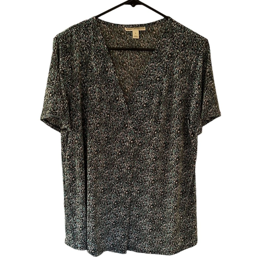 Dana Buchman  faux wrap style black, white, and turquoise. Sz LG  363